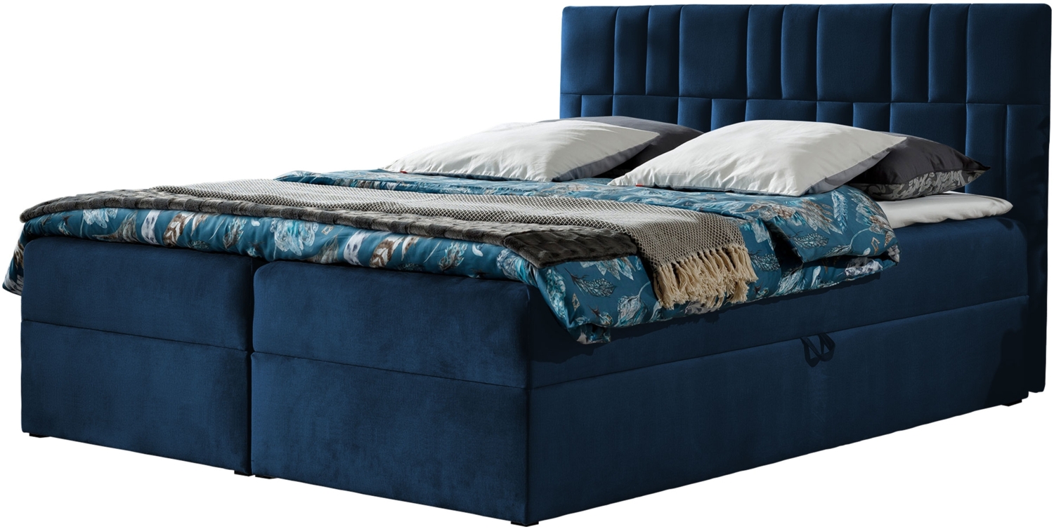 Boxspringbett Trifoli III, Blau, 120 x 200 cm Bild 1