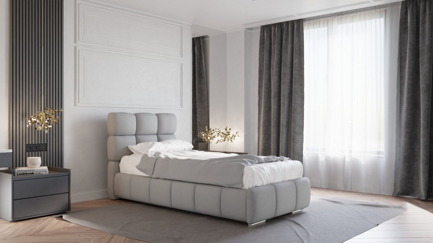 PANDA MÖBEL GmbH Polsterbett BLISS Luxus-Bett mit Lattenrost Wahl Bonell,Taschen und Kokosmatratze, Ein Luxusbett in jeder Größe 120x200cm 100x200 cm 90x200cm Bild 1