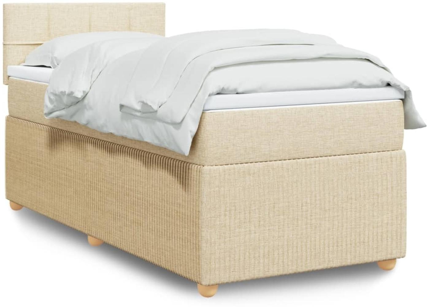 vidaXL Boxspringbett mit Matratze Creme 90x190 cm Stoff 3289616 Bild 1