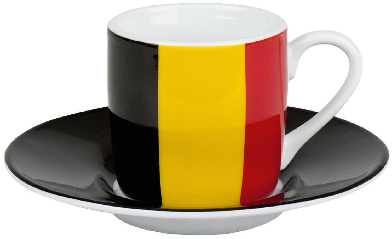 Könitz Belgien Flagge Espresso Set, 2-tlg, Espresso Tasse, Becher, Untertasse, Porzellan, 85 ml, 11 5 053 0973 Bild 1