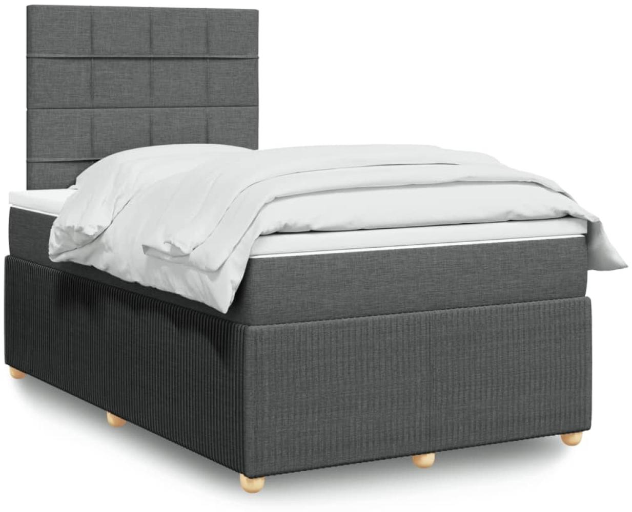 vidaXL Boxspringbett mit Matratze Dunkelgrau 120x200 cm Stoff 3294324 Bild 1