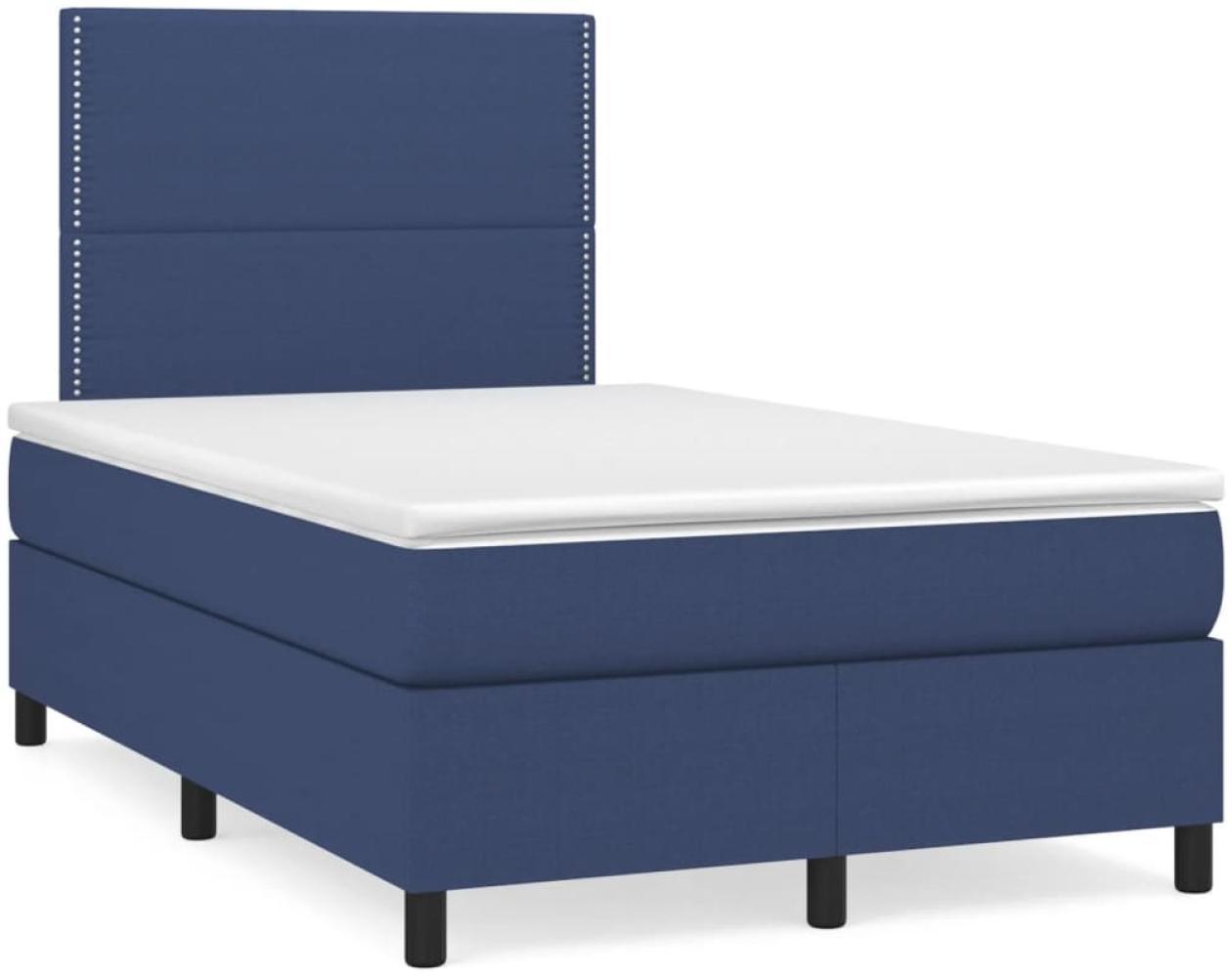 vidaXL Boxspringbett mit Matratze Blau 120x190 cm Stoff 3269880 Bild 1