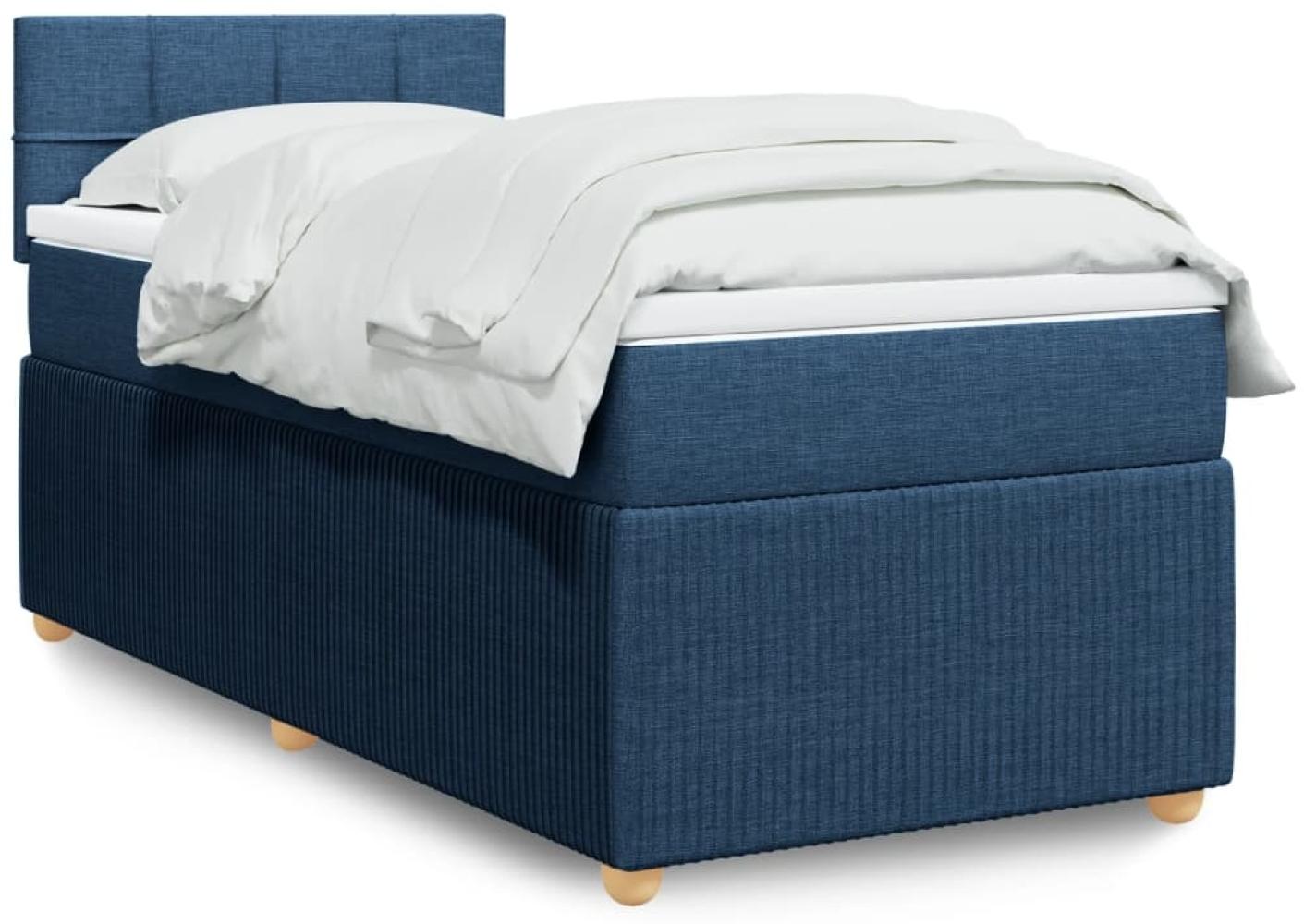 vidaXL Boxspringbett mit Matratze Blau 100x200 cm Stoff 3289673 Bild 1