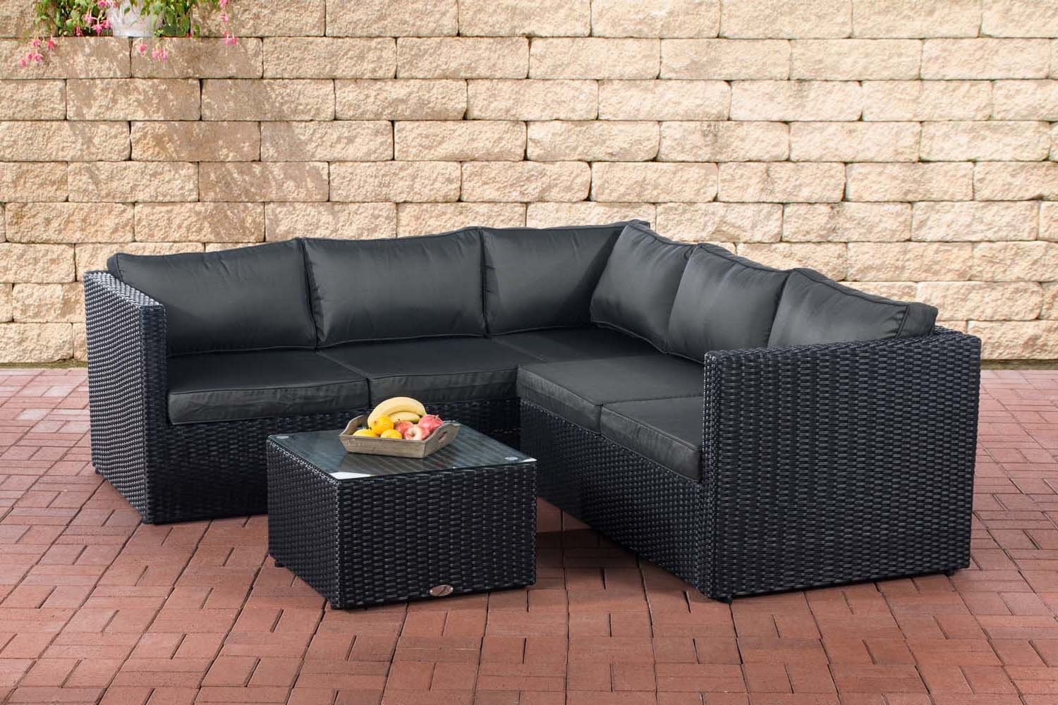 CLP Polyrattan Ecksofa-Garnitur Genero 5mm,schwarz anthrazit Bild 1