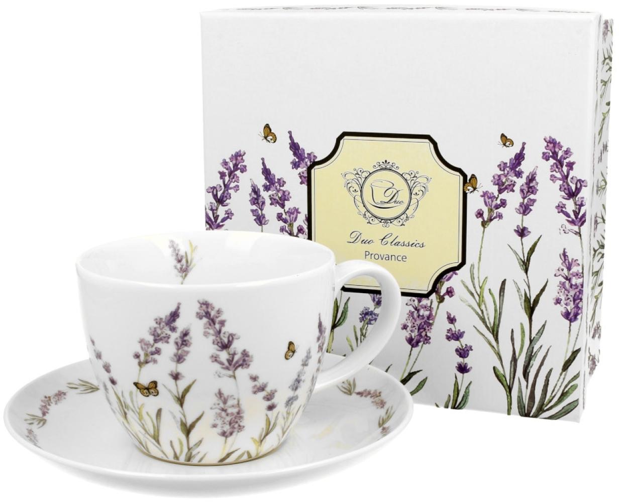 DUO FLORAL Jumbobecher 470 ml PROVANCE mit Untertasse, New Bone China Porzellan Bild 1