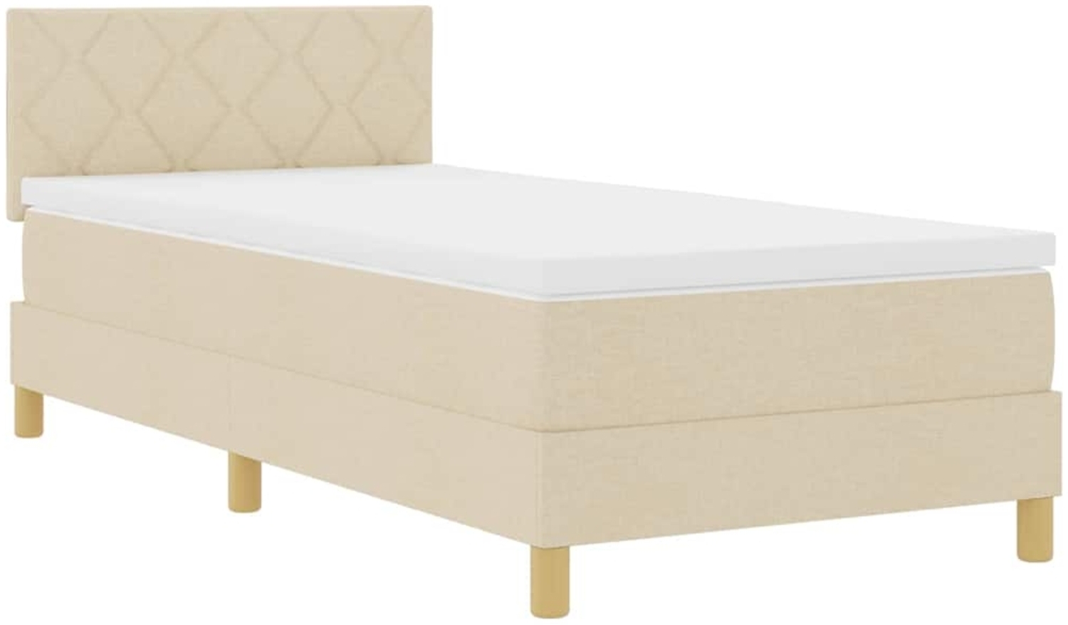 vidaXL LED Boxspringbett mit Matratze Creme 100 x 200 cm Stoff 3342497 Bild 1