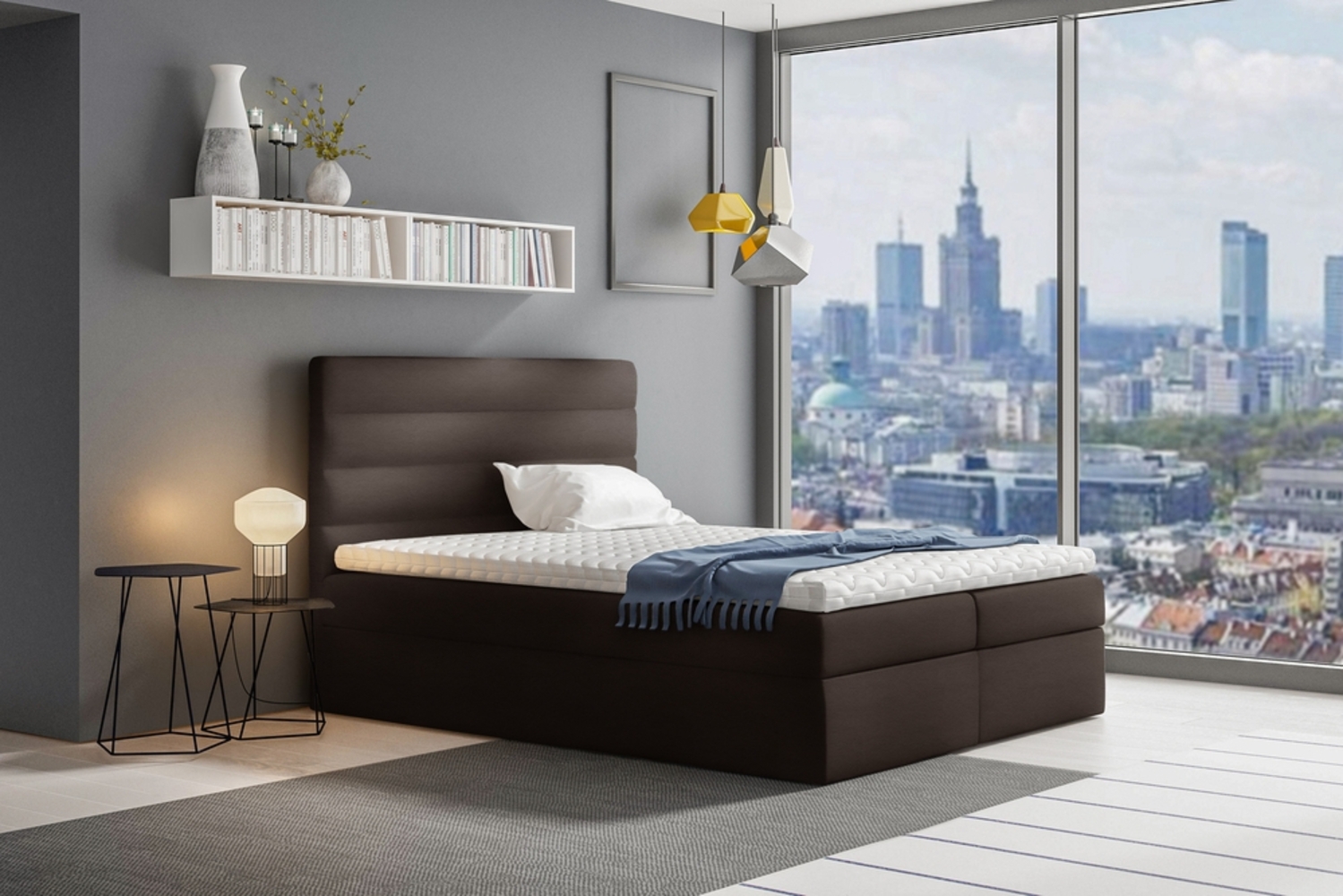 99rooms Adelasia Boxspringbett Kunstleder SOFT Braun 200 x 200 cm Bild 1