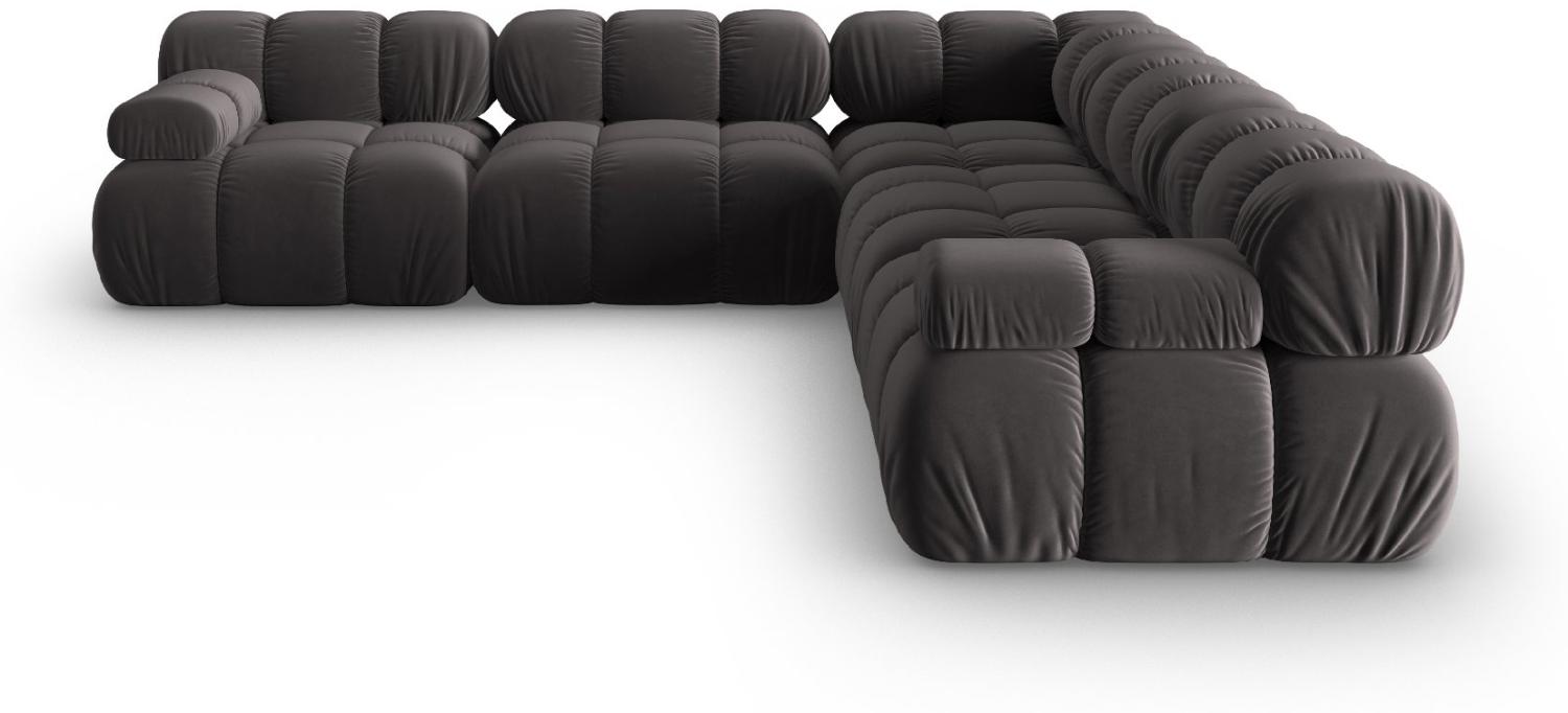 Micadoni Symmetrisches Ecksofa Bellis 5-Sitzer Samtstoff Stahl Bild 1