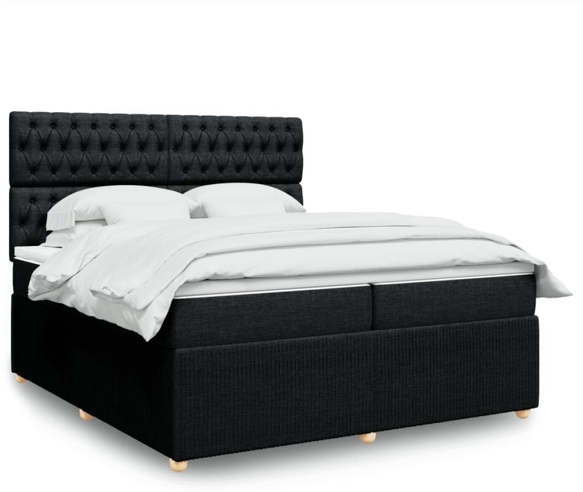 vidaXL Boxspringbett mit Matratze Schwarz 200x200 cm Stoff 3294472 Bild 1