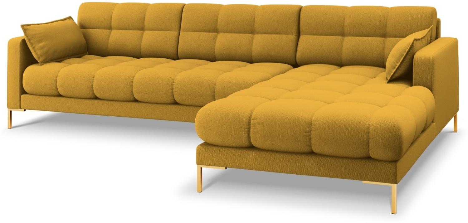 Micadoni 5-Sitzer Ecke rechts Sofa Mamaia | Bezug Yellow | Beinfarbe Gold Metal Bild 1