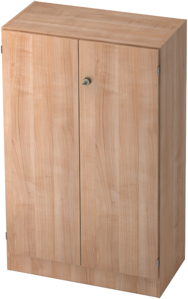 bümö office Aktenschrank abschließbar, Büroschrank klein aus FSC-Holz, 80cm breit in Nussbaum - abschließbarer Schrank, Büroschrank abschließbar, Büro Möbel Schrank System, 6550-N-N-SG Bild 1