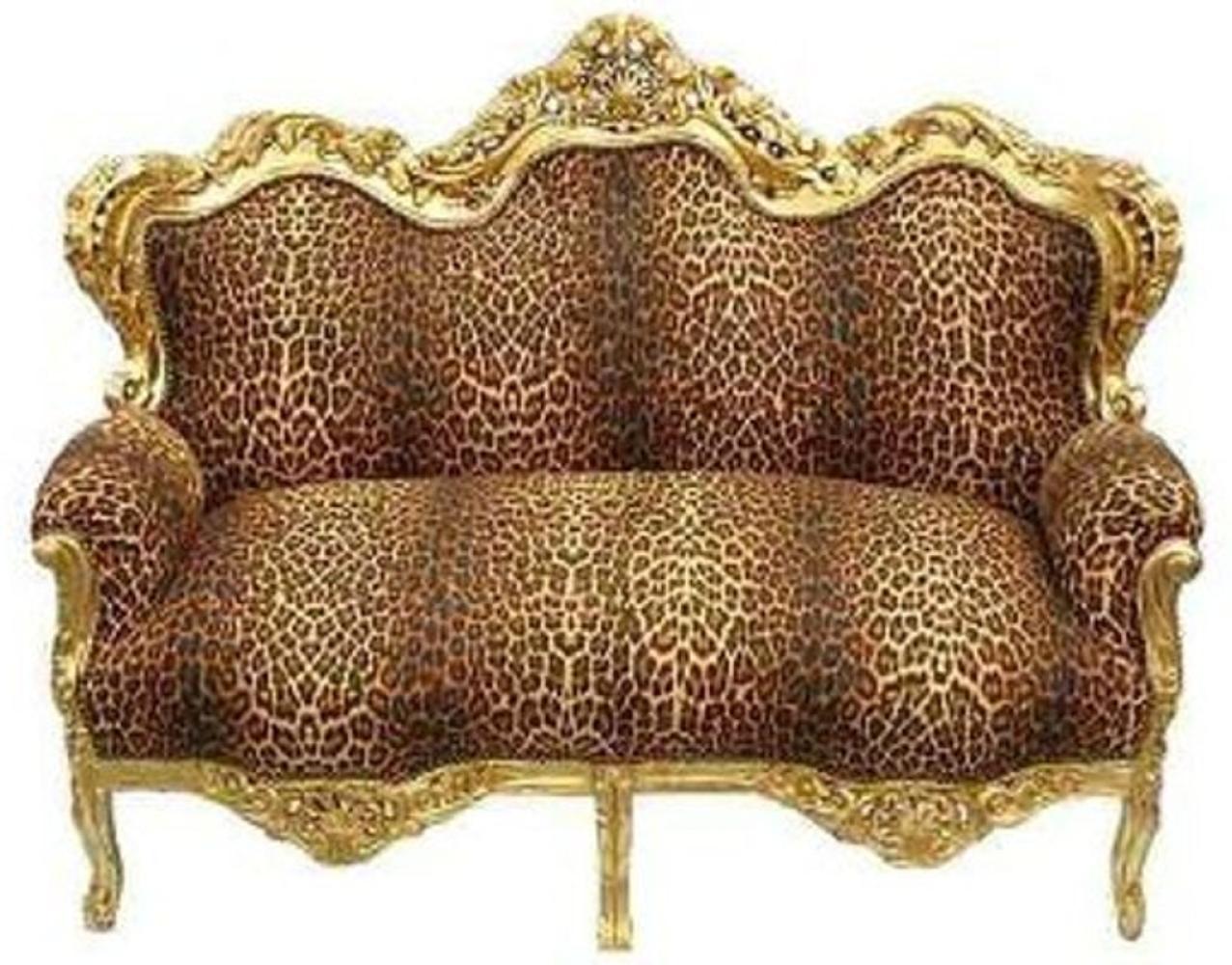 Casa Padrino Barock Sofa Garnitur Master Leopard / Gold, ca. 160 x 125 x 81 cm Bild 1