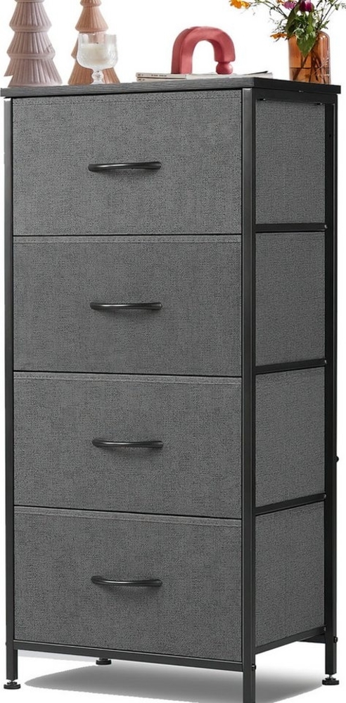 Refined Living Schubkastenkommode Sideboards Schrank 4 Stoffschubladen mit Griffen Metallgestell (Beistelltisch mit Holzoberfläche und Stoffschubladen Modernes Design, 1 St, Industrie-Design Stauraumschrank Schminktisch Umweltfreundliches), Kleine Schl... Bild 1