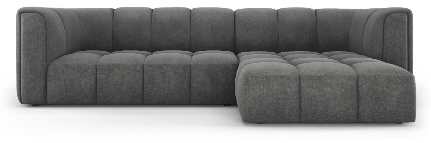 Micadoni Modulares Ecksofa Serena 3-Sitzer Rechts Strukturierter Stoff Dunkelgrau Bild 1