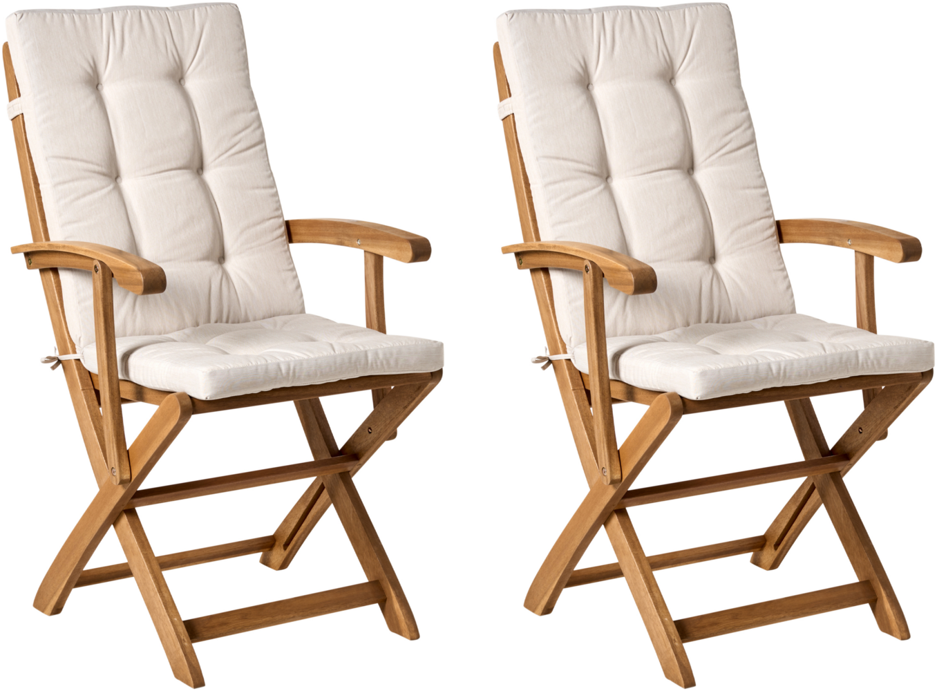 Set mit 2 Stühlen und Sitzkissen MAUI PREMIUM Akazienholz Hellbeige Bild 1