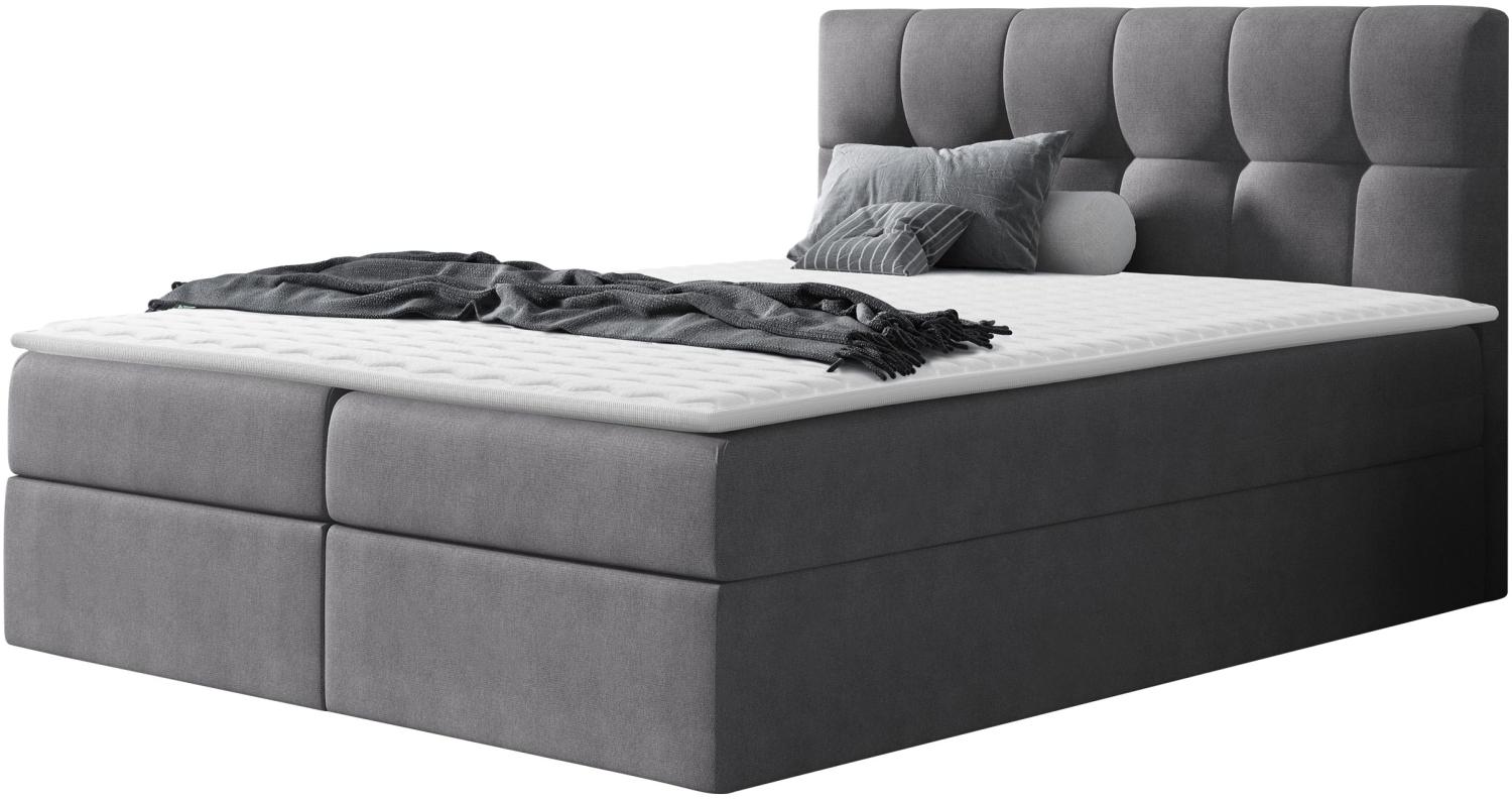 Boxspringbett Cleofas , Grau, 160 x 200 cm, Webstoff Bild 1