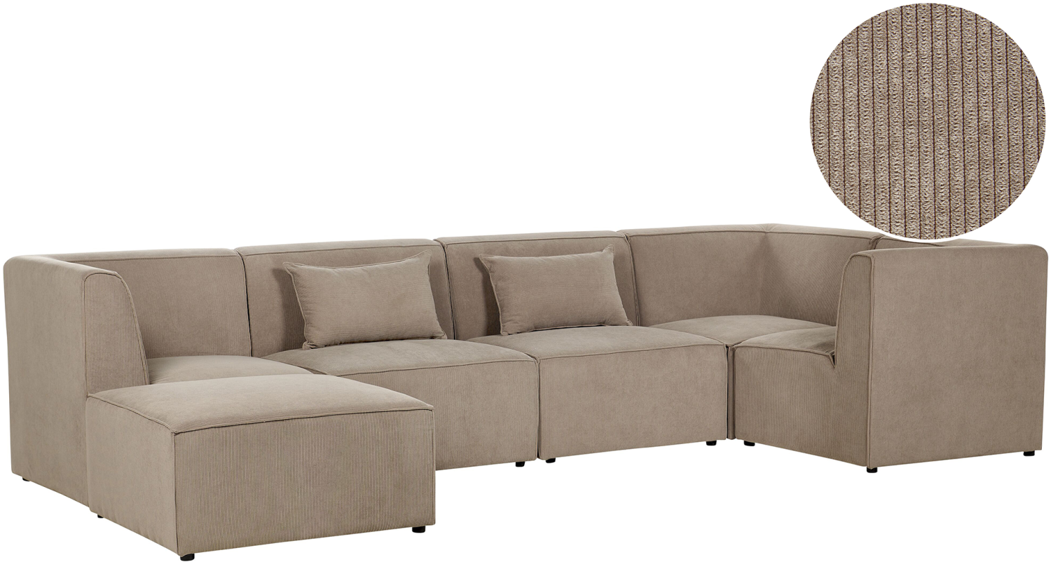 Sofa mit Ottomane LEMVIG Taupe Linksseitig Bild 1