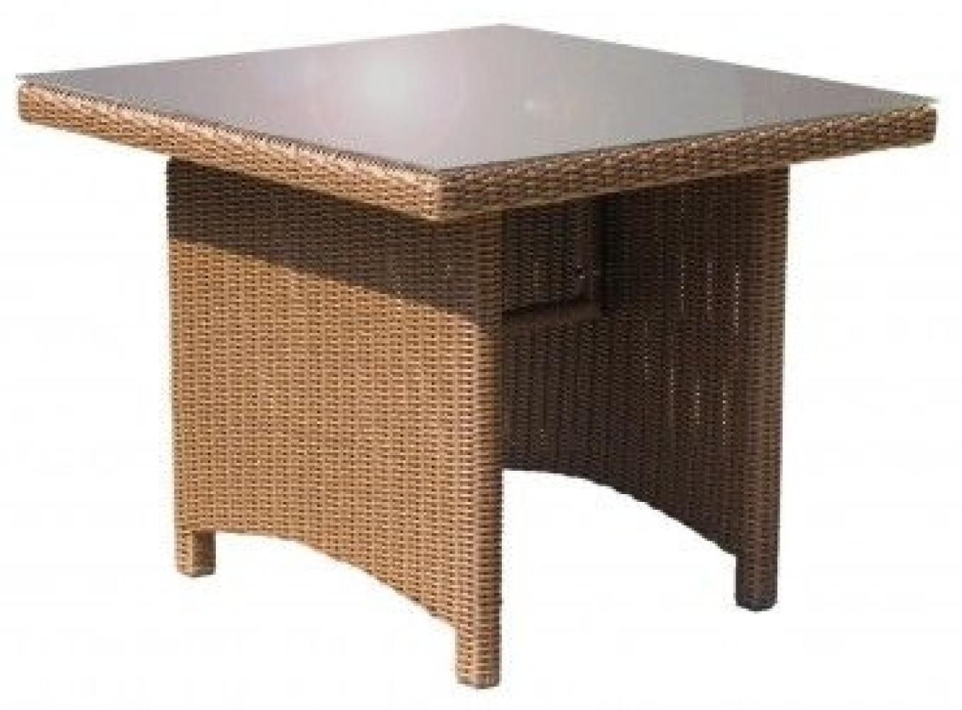 Grasekamp Rattan Tisch Ibiza 90x90cm mit Glasplatte Polyrattan Gartentisch Bild 1