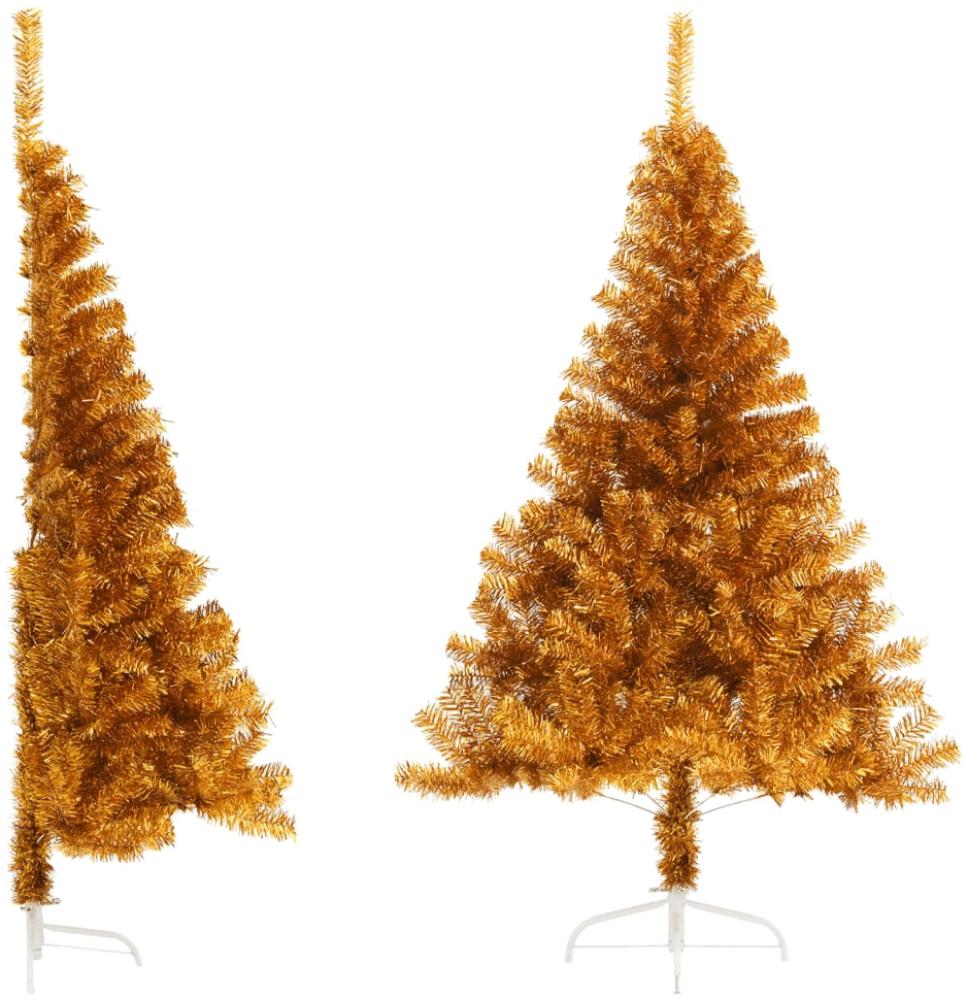 vidaXL Künstlicher Halb-Weihnachtsbaum mit Ständer Gold 120 cm PET 344690 Bild 1