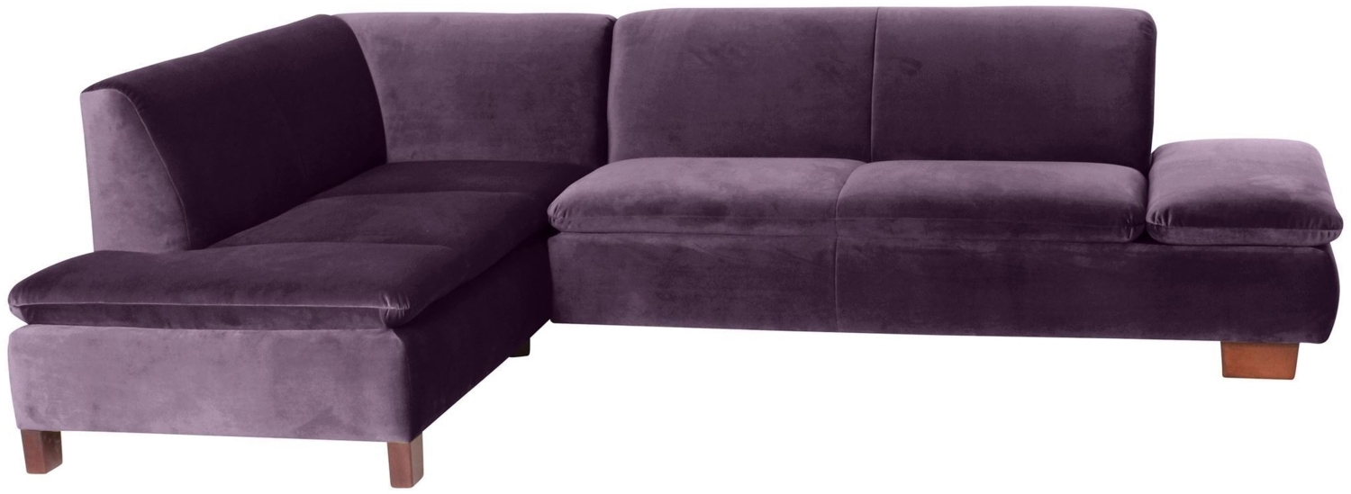 Ecksofa mit Ottomane links Kaye Bezug Samtvelours Buche nussbaum dunkel / purple 23094 Bild 1