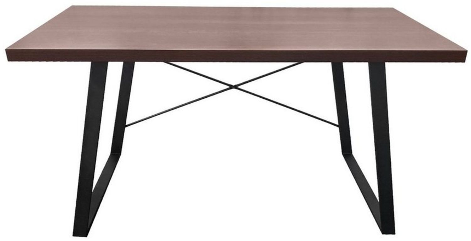 SVITA Industrial Schreibtisch Nussbaum-Optik mit schwarzen Metall-Beinen Bild 1