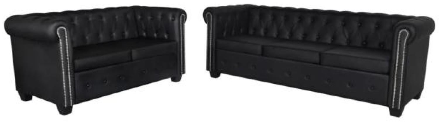 vidaXL Chesterfield-Sofas 2-Sitzer und 3-Sitzer Kunstleder Schwarz 272249 Bild 1