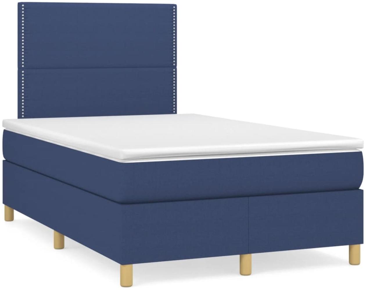 vidaXL Boxspringbett mit Matratze & LED Blau 120x190 cm Stoff 3270245 Bild 1