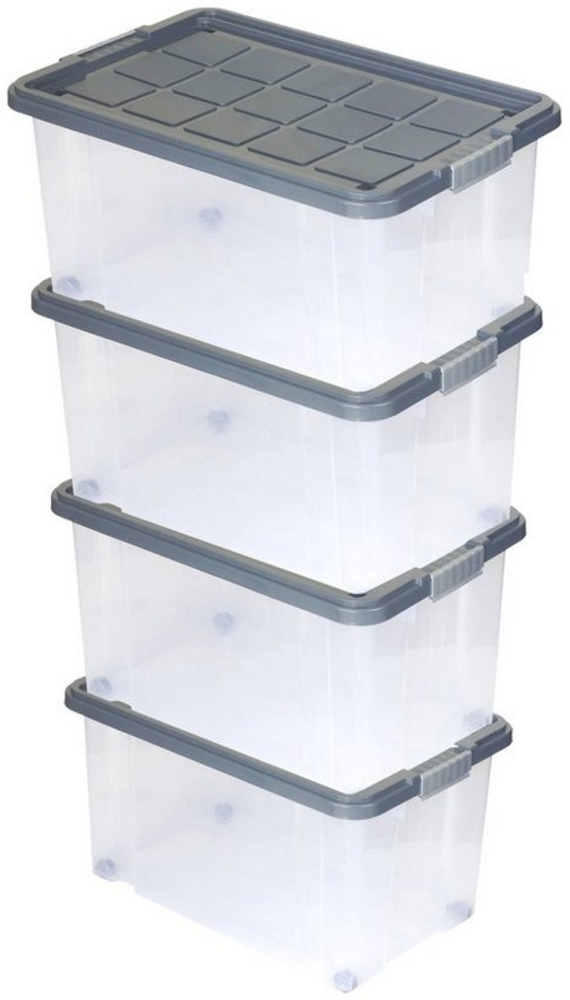 BigDean 4 Stück Große Eurobox mit Deckel und Rollen Aufbewahrungsbox 60 X 40 X 32,5 cm Bild 1