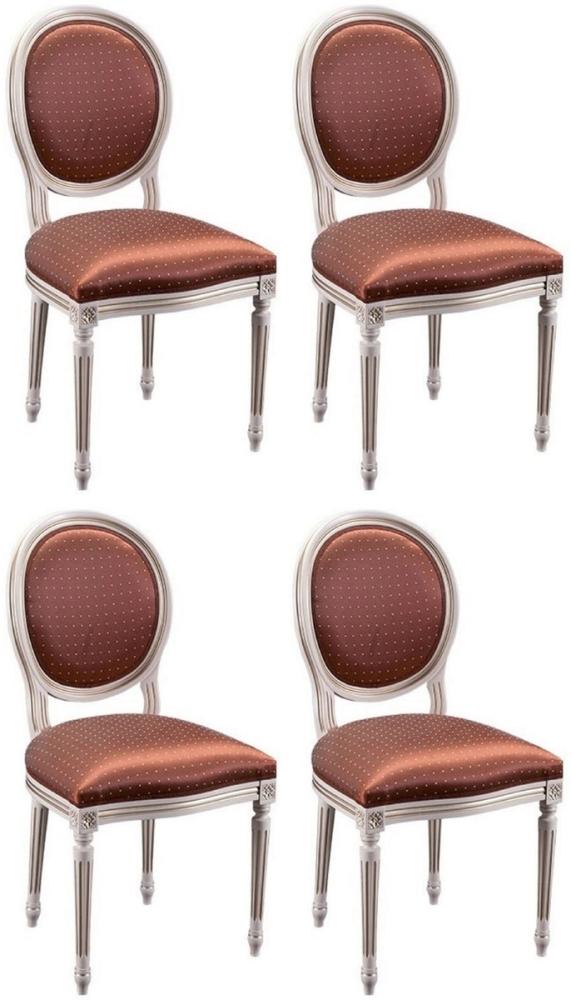 Casa Padrino Luxus Barock Esszimmer Stuhl 4er Set Bordeaurot / Weiß Bild 1