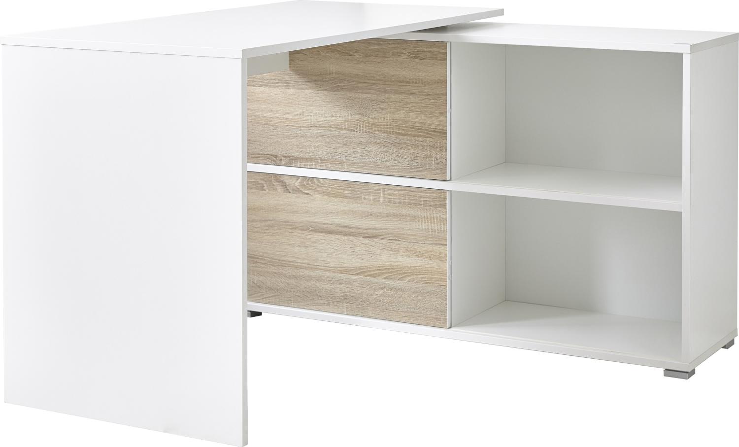 Schreibtisch >M-411< (BxHxT: 120x76x120 cm) in weiss | braun Bild 1