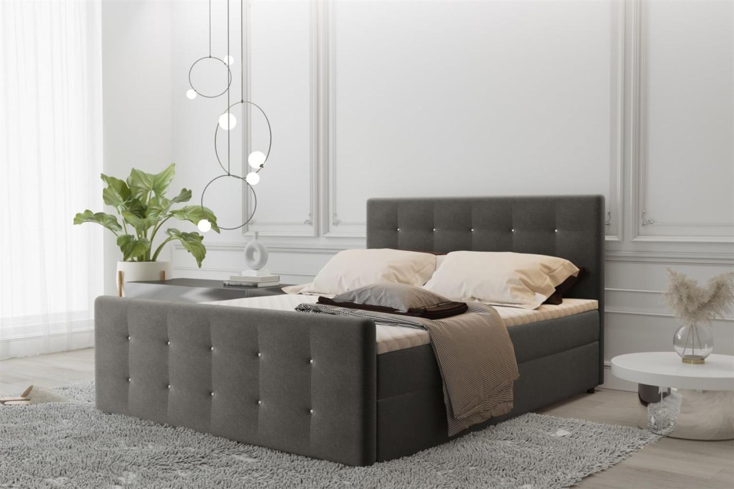 Boxspringbett Schlafzimmerbett MAURO 120x200cm Stoff Soro Graubraun inkl. Bettkasten Bild 1