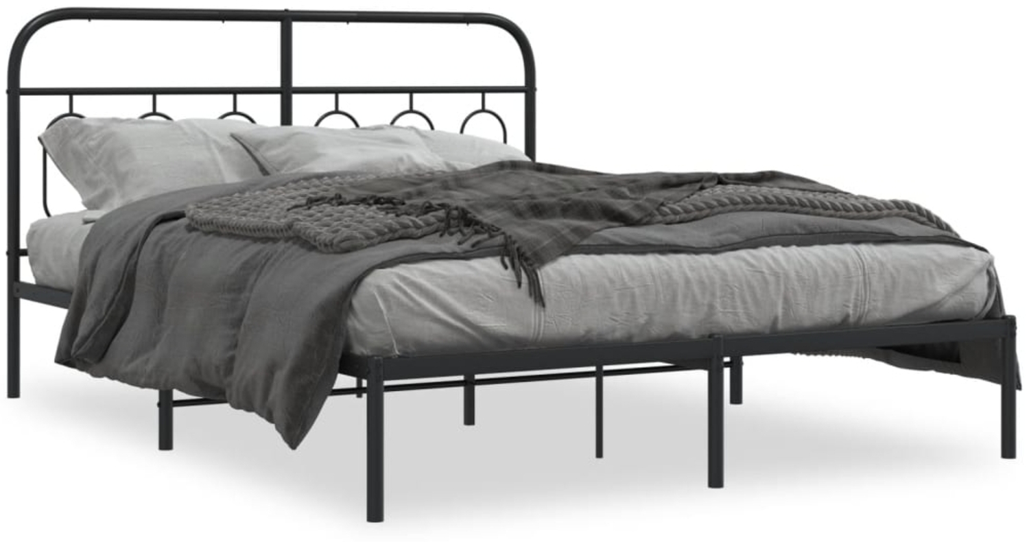 vidaXL Bettgestell mit Kopfteil Metall Schwarz 150x200 cm 377119 Bild 1