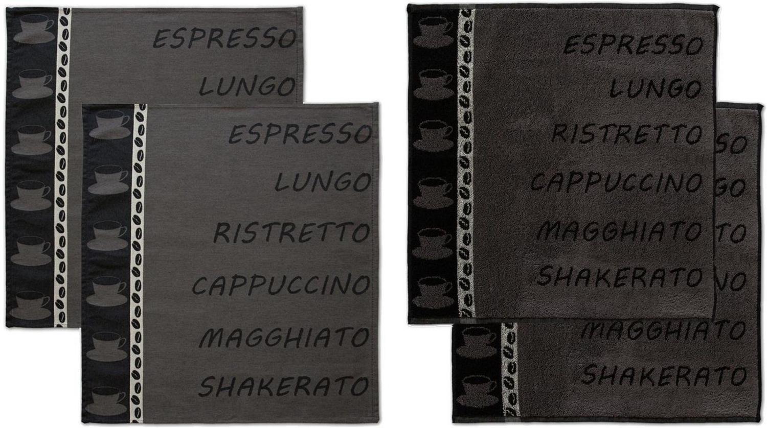 DDDDD Geschirrtuch Ristretto, (Set, 4-tlg), Combiset: 2 Küchentücher & 2 Geschirrtücher Bild 1