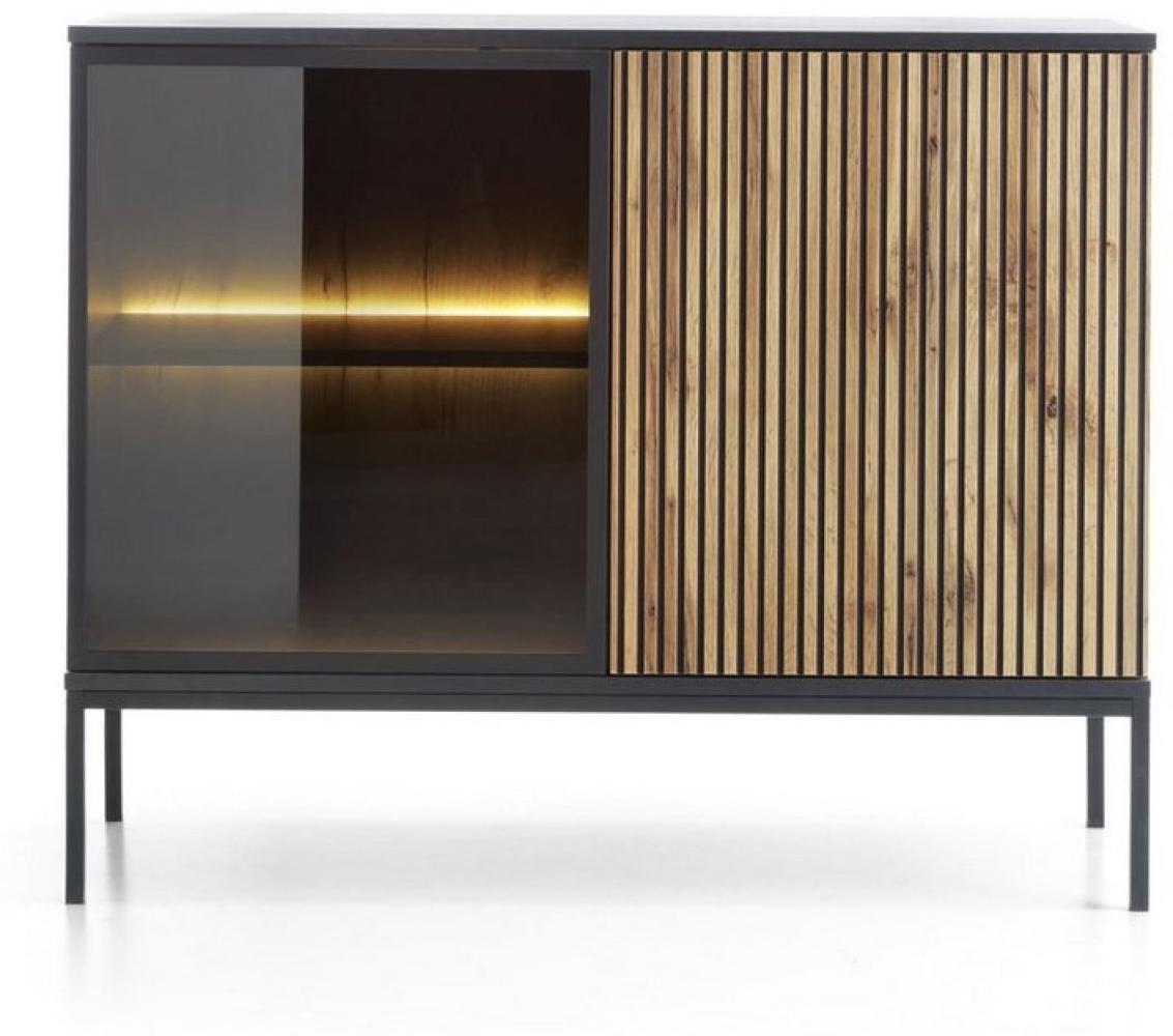 MOEBLO Kommode Sentino S104 LED (Eiche wotan Sideboard Wohnzimmer Kommode Schlafzimmer Komodenschrank Highboard, Kommode mit gefräster Front und LED-Beleuchtung), (HxBxT):83x104x39cm Bild 1