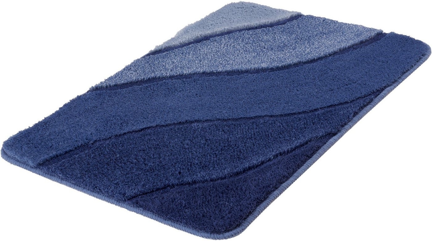 Kleine Wolke Badematte Serenade, Höhe 20 mm, rutschhemmend beschichtet, fußbodenheizungsgeeignet, Kunstfaser, rechteckig, 2er-Set 50x60 cm / 80x140 cm, Badteppich, Wellen Design, Farbverlauf, Hoch-Tief Effekt, waschbar Bild 1