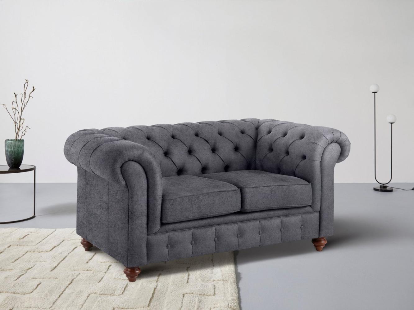 Home affaire Chesterfield-Sofa Chesterfield 2-Sitzer B/T/H: 150/89/74 cm, mit hochwertiger Knopfheftung, auch in Leder Bild 1