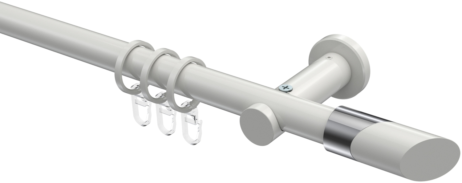 Gardinenstangen-Set Platon Verano 360 cm (geteilt in 2 x 180 cm), 1-läufig, 20 mm Ø Weiß Bild 1