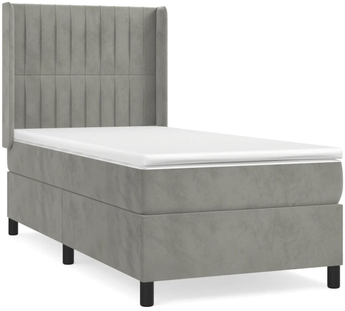 vidaXL Boxspringbett mit Matratze Hellgrau 80x200 cm Samt, Härtegrad: H2 [3132765] Bild 1