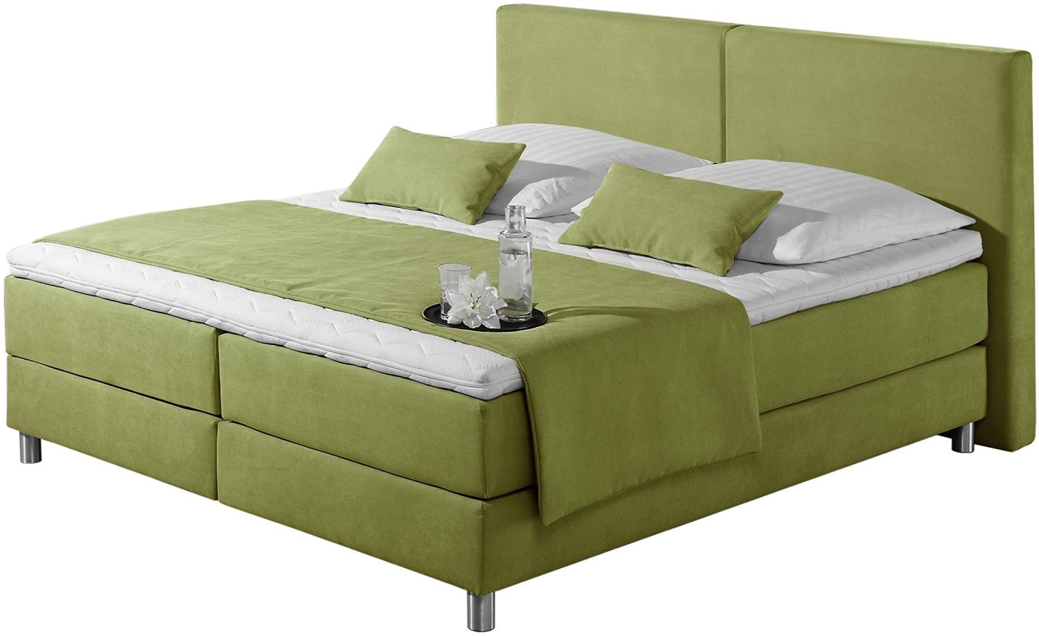 Maintal Boxspringbett Metropol, 140 x 200 cm, Strukturstoff, Bonellfederkern Matratze h3, lemon Bild 1