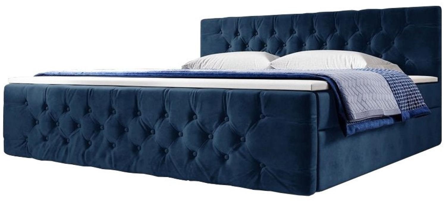 Boxspringbett Velutto mit Stauraum 140x200 H3 Blau Bild 1