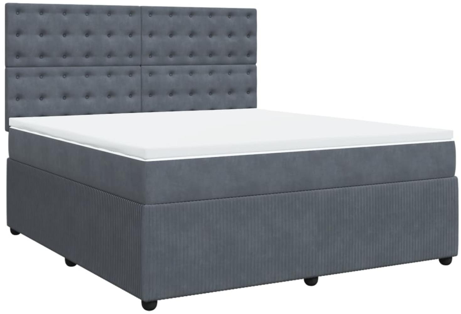 vidaXL Boxspringbett mit Matratze Dunkelgrau 180x200 cm Samt 3292419 Bild 1