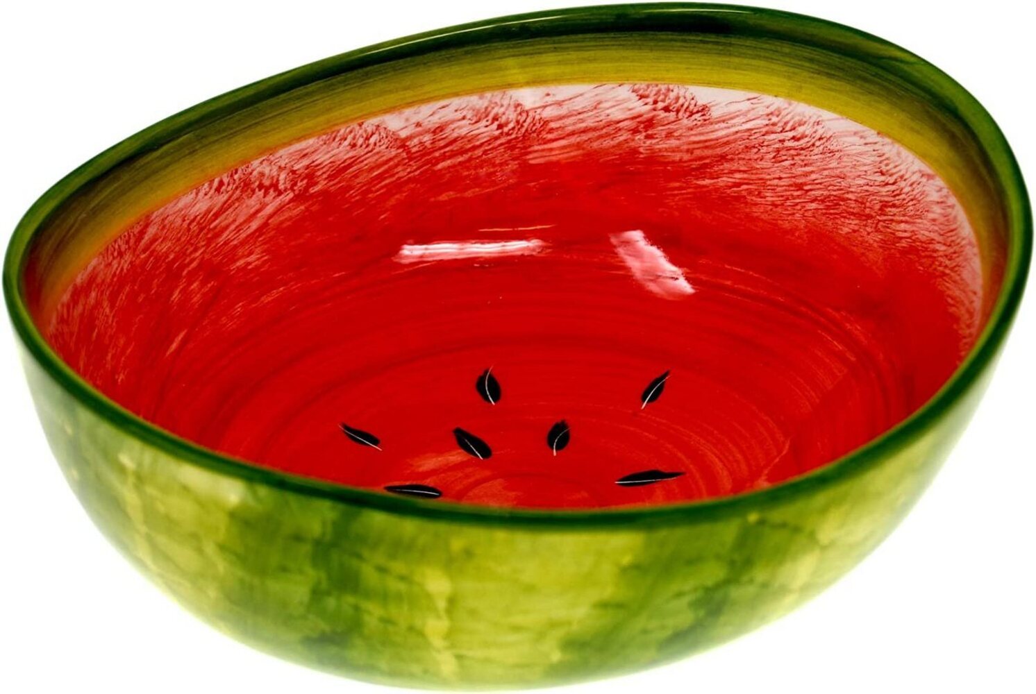 Lashuma Salatschüssel Melone, Keramik, (1-tlg), Handbemalte Servierschale in Melonen Optik Ø 25 cm Bild 1