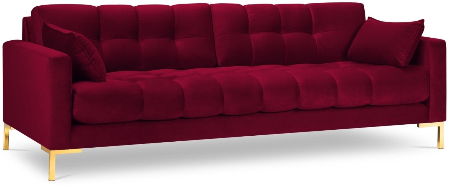 Micadoni 4-Sitzer Samtstoff Sofa Mamaia | Bezug Red | Beinfarbe Gold Metal Bild 1