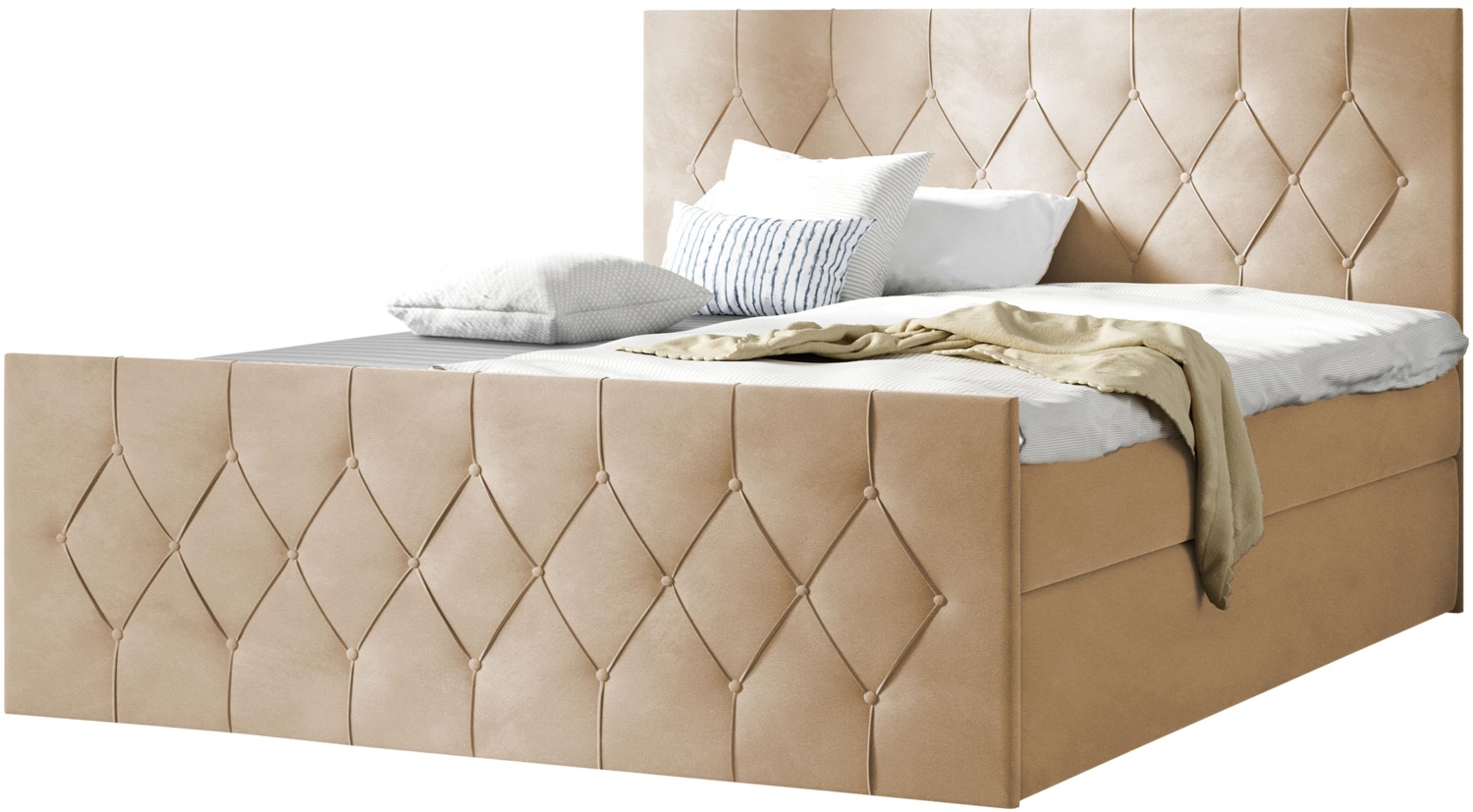 Boxspringbett Simori Lux, Beige, 140x200 cm Bild 1