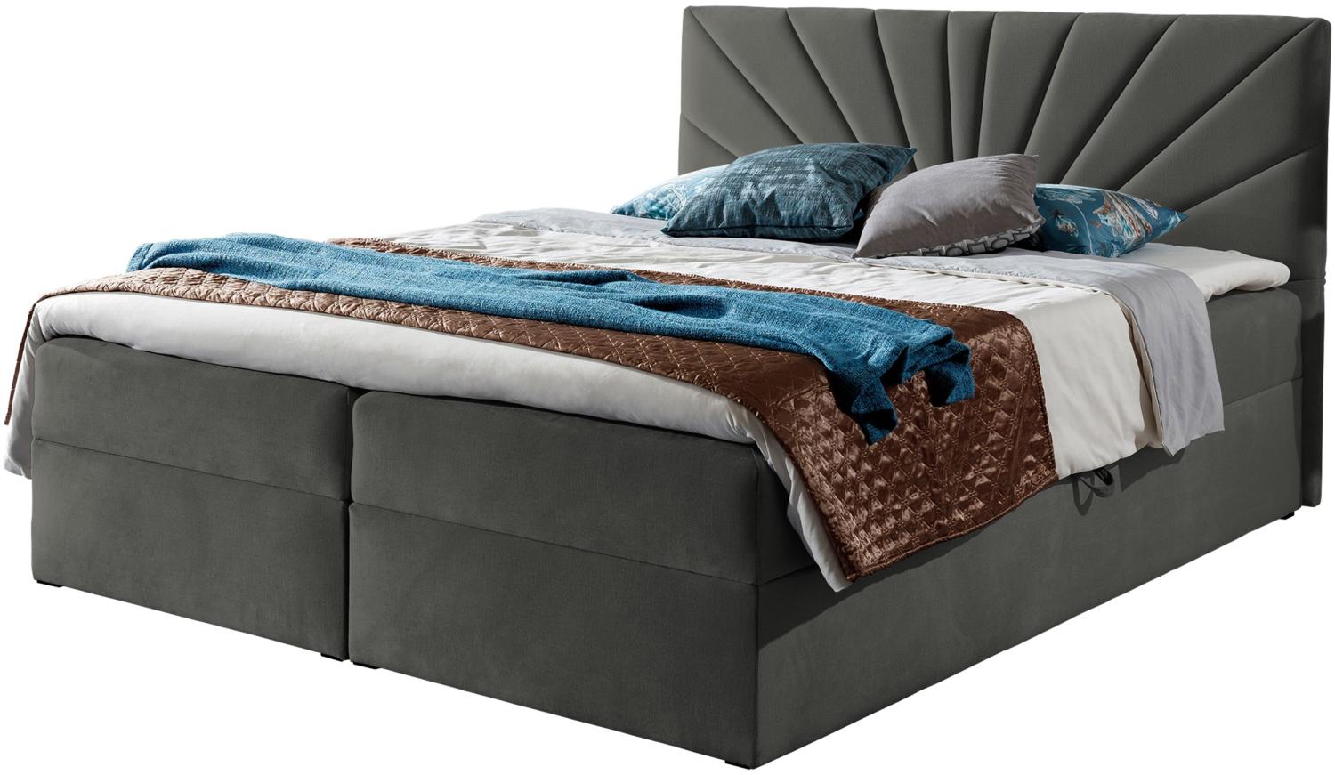 Boxspringbett Trifoli IV, Grau, 120 x 200 cm Bild 1