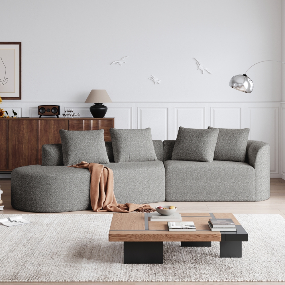 Sofa, Modernes gepolstertes übergroßes Ecksofa 4-Sitzer geschwungene Wolkencouch mit 4 Zierkissen frei kombinierbar, Chenille, Grün Bild 1