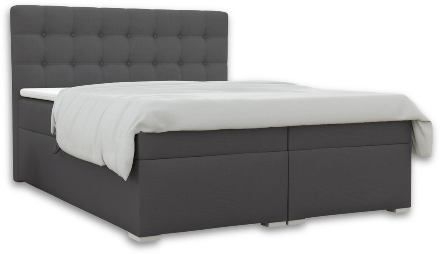 Deine Möbel 24 Boxspringbett CLAUDIA Boxbett Komplettbett inkl. Bonellfederkernmatratzen H3 (Taschenfederkernmatratzen 7 Zonen H4 optional Grau Hellgrau Schwarz Anthrazit Beige Samt Velour, 3-St, Polsterbett Ehebett Bett mit Topper und Bettkästen, Matr... Bild 1