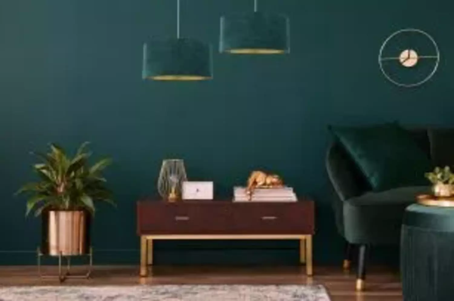 BPS Koncept 0E0-160-60 Hängeleuchte GLAMOUR Velourss strukturiert auf PVC-Basis grün, gold 1xE27 60W H:112 Ø60cm dimmbar Bild 1