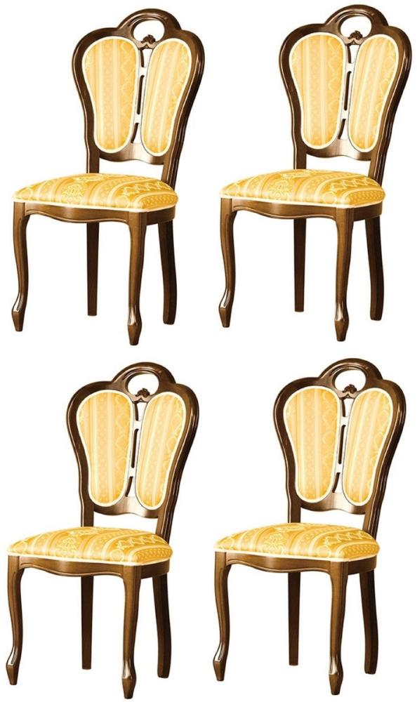 Casa Padrino Luxus Barock Esszimmer Set Braun / Weiß / Gold 48 x 43 x H. 104,5 cm - 4 Esszimmerstühle - Barock Esszimmermöbel Bild 1