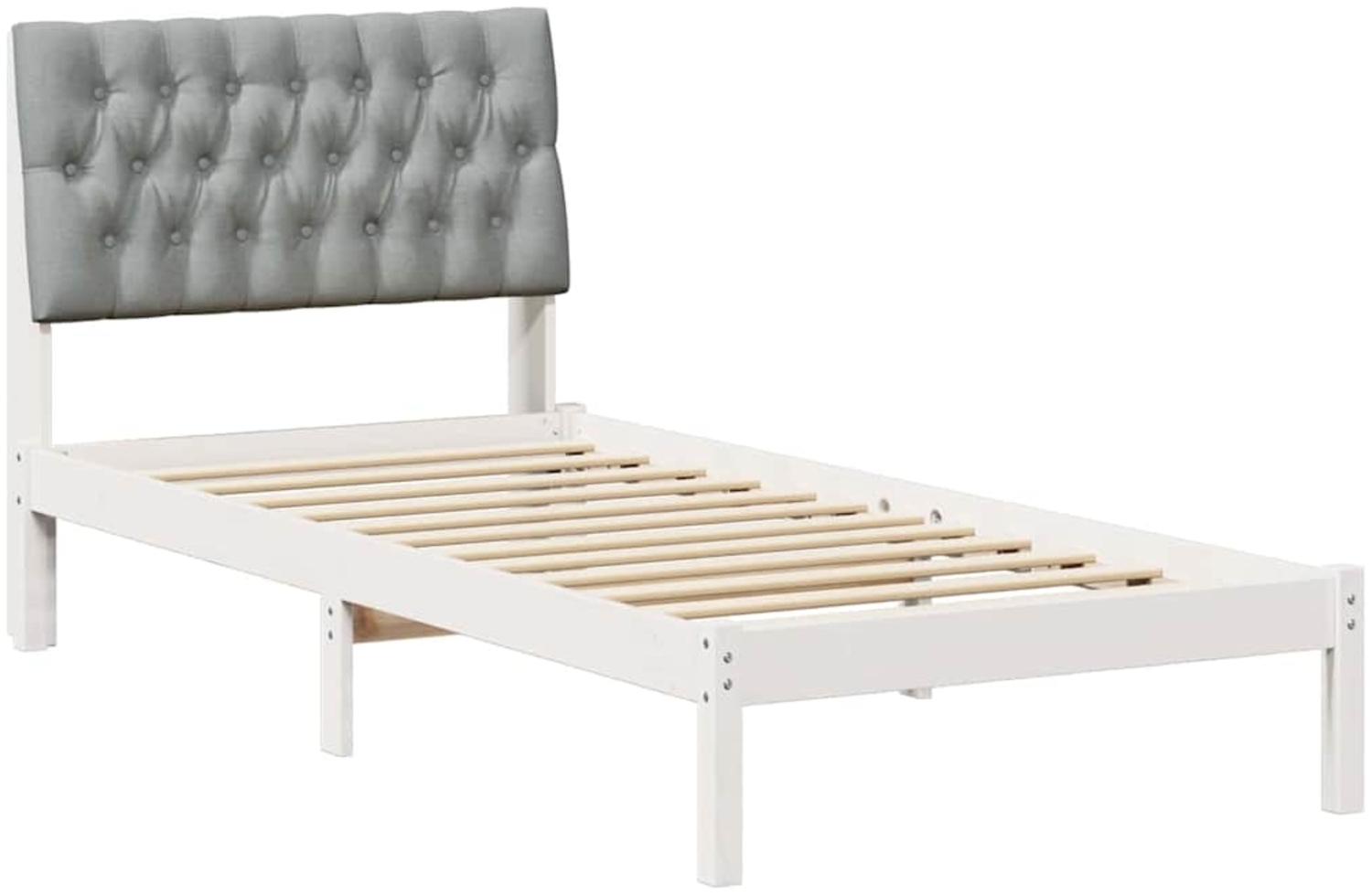 vidaXL Bettgestell mit gepolstertem Kopfteil Weiß 90 x 200 cm 878848 Bild 1